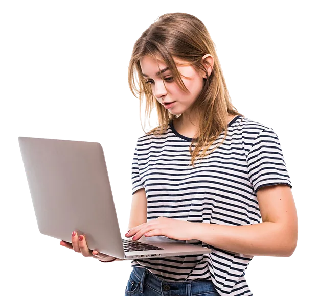 woman doing research on a computer