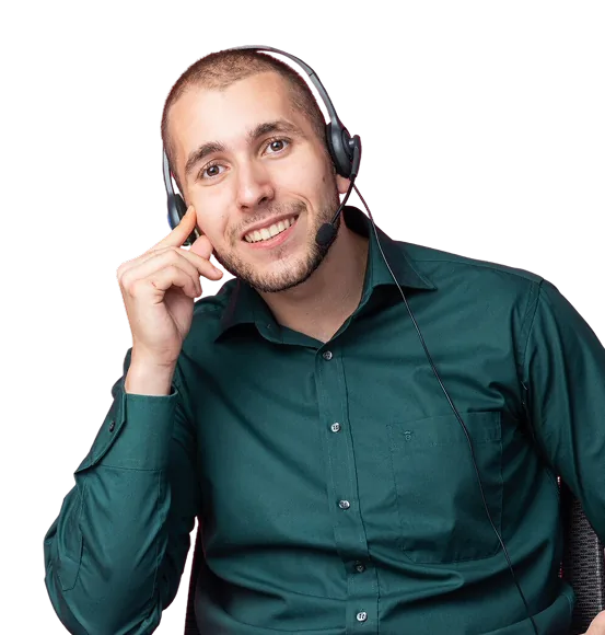smiling man wearing a headset