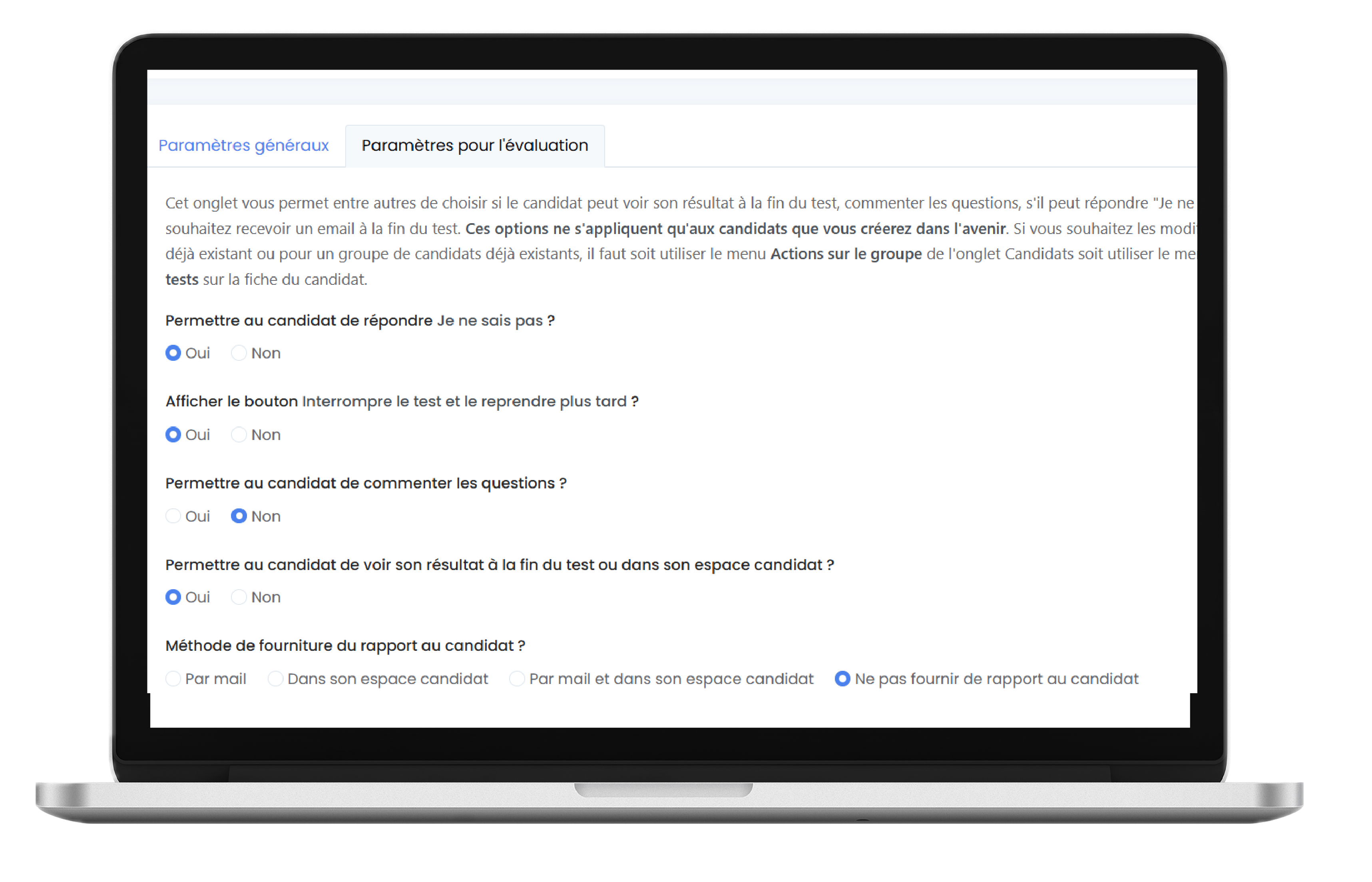 Personnaliser le parcours sur la plateforme de test