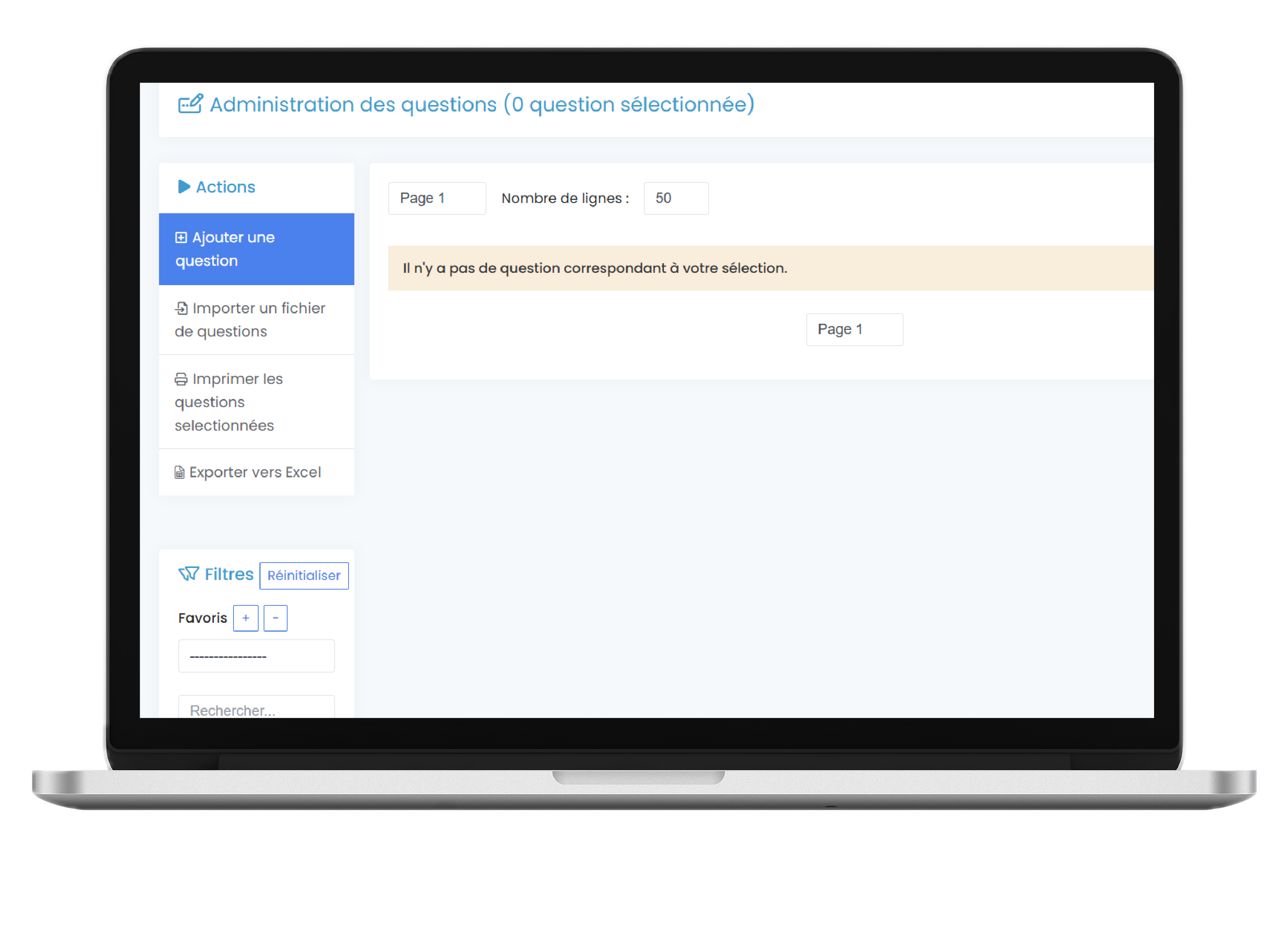 Interface for importing question banks from Excel files