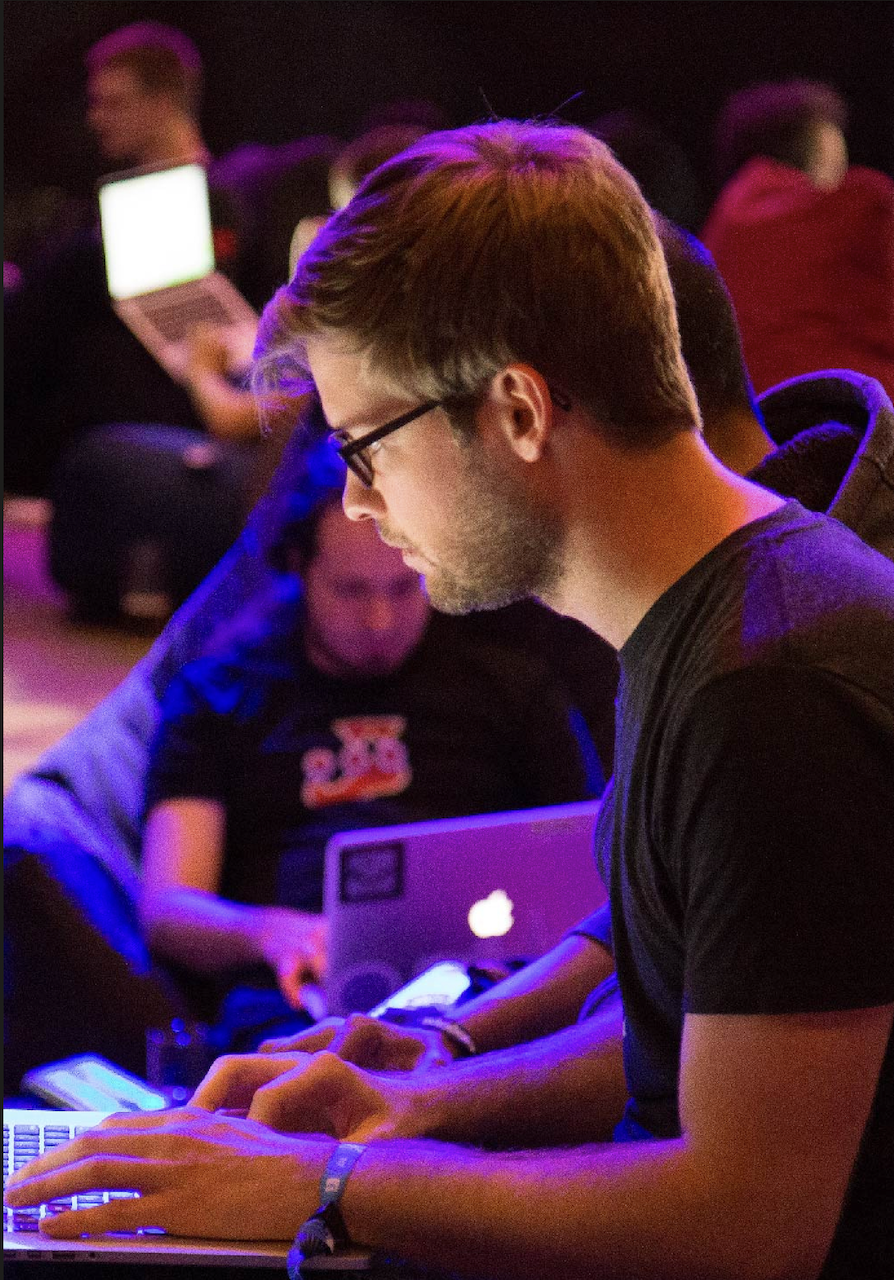 Students participating in a coding competition